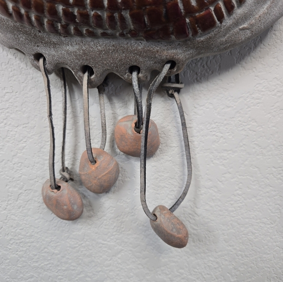 Vintage Ceramic Bag Wall Art, Medicine Bag Leather Straps Tribal Wall Art Rustic - Picture 6 of 12